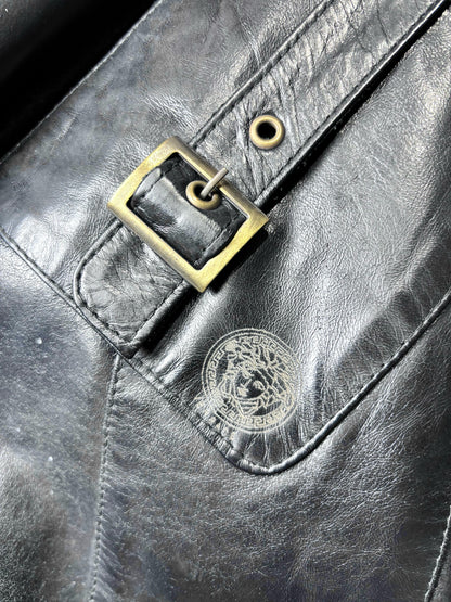 Women Size S Versace Couture Black Solid Lambskin Vintage Jacket