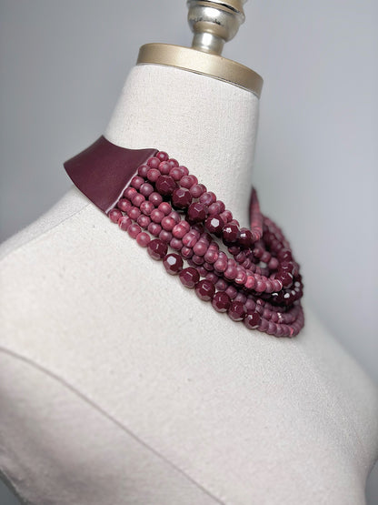 Burgundy Leather, Beads Fairchild Baldwin Beads Necklace