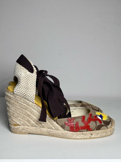 W Shoe Size 8 Coach Khaki Espadrille Pre-owned, NWOT Wedges