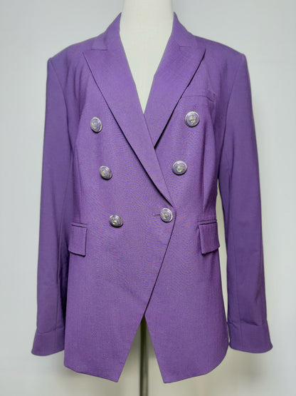 Women Size 16 Veronica Beard "Miller Dickey Jacket" Eggplant Solid Blazer