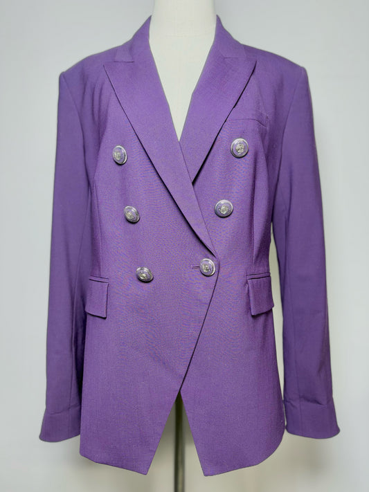Women Size 16 Veronica Beard "Miller Dickey Jacket" Eggplant Solid Blazer