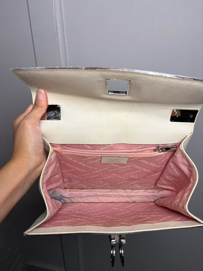 Salvatore Ferragamo Solid Bone Saffiano Gancini Purse