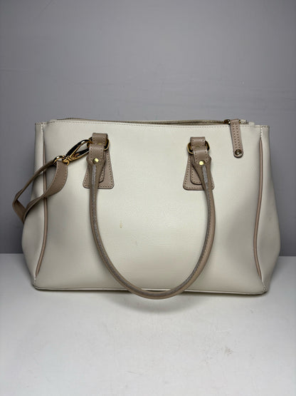 Women's Misuri Firenze Bone Neutral Hand-Stitched Italian Leather Pre-Owned Satchel Bag