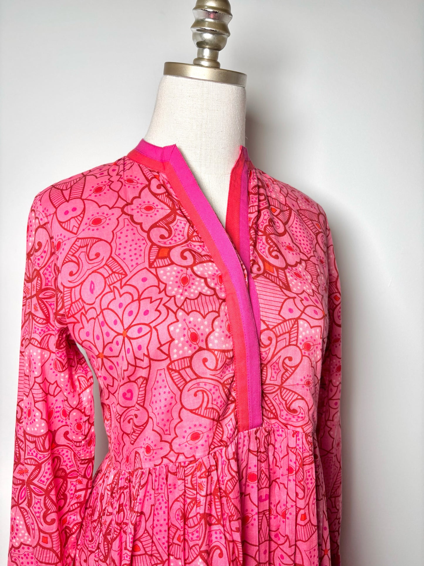 Women Size XS Ro's Garden Pink, red Floral Cotton Dress