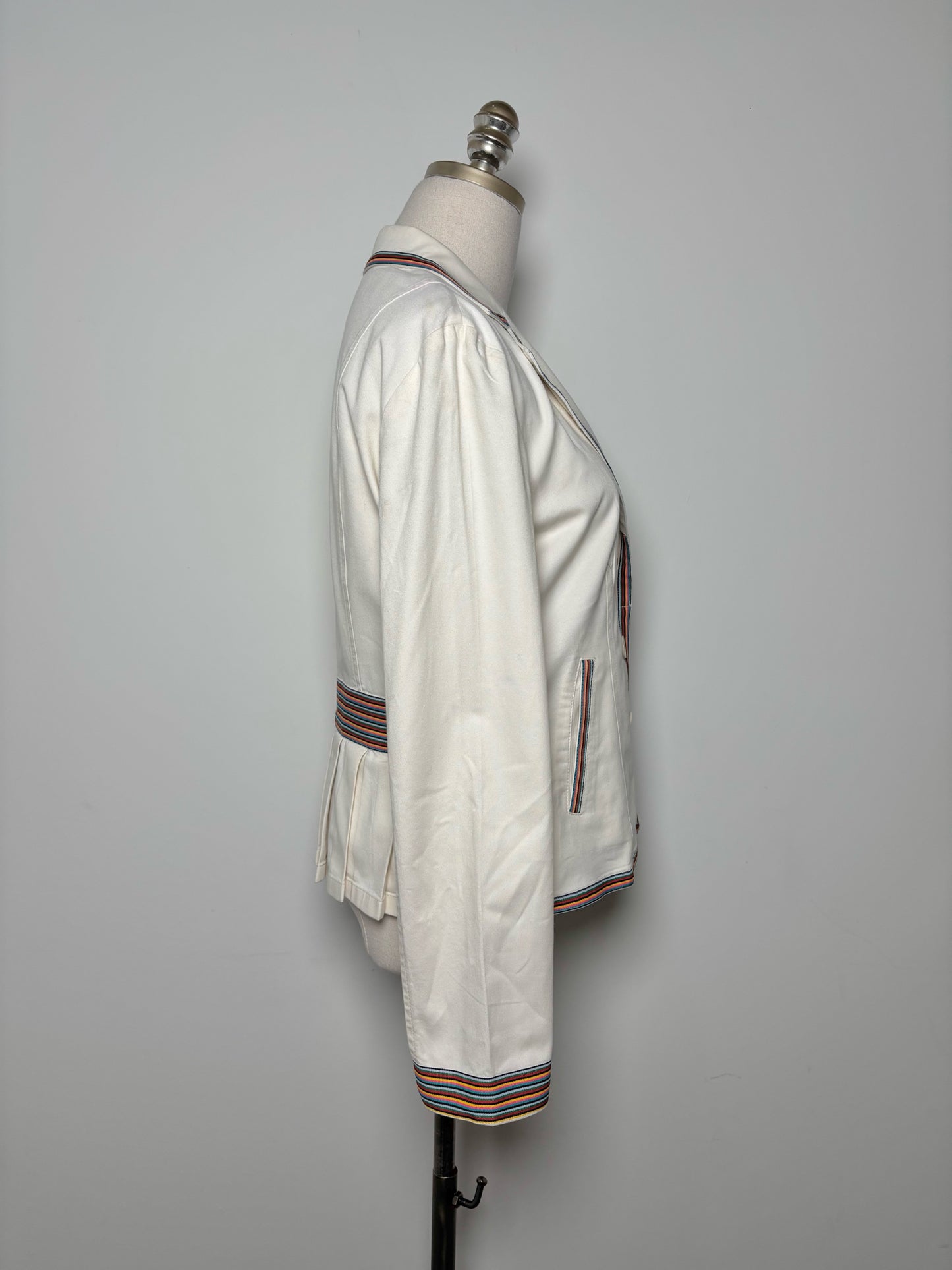 Women Size 12 Moschino Jeans White Stripe Blazer