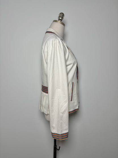 Women Size 12 Moschino Jeans White Stripe Blazer