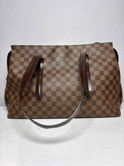 Women's Louis Vuitton Chelsea Damier Ebene Brown Coated Canvas Pre-Owned Large Tote Purse