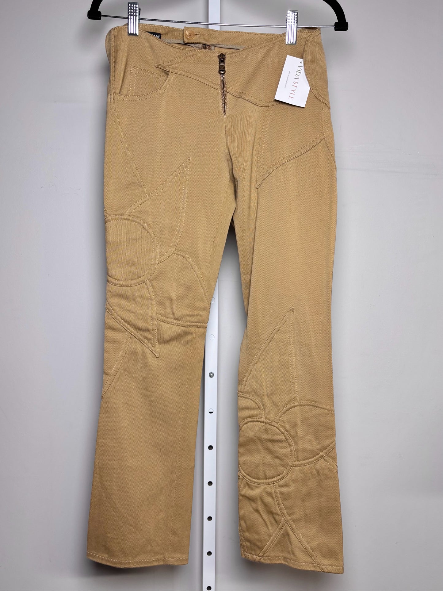 Women Size 38 (2 - 4 US) Dolce & Gabbana Tan Embroidered Cotton Vintage Pants