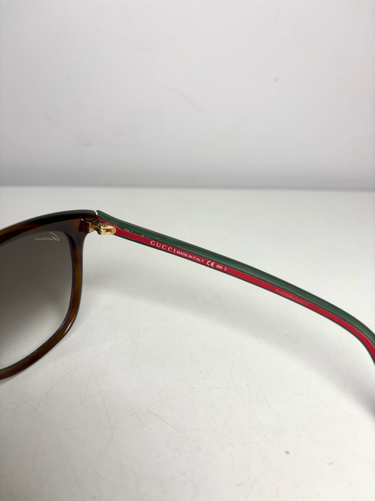 Women's Gucci GG 3649/S Brown w/Red, Green Web Stripe Acetate Sunglasses Pre-Owned