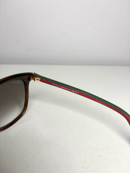 Women's Gucci GG 3649/S Brown w/Red, Green Web Stripe Acetate Sunglasses Pre-Owned