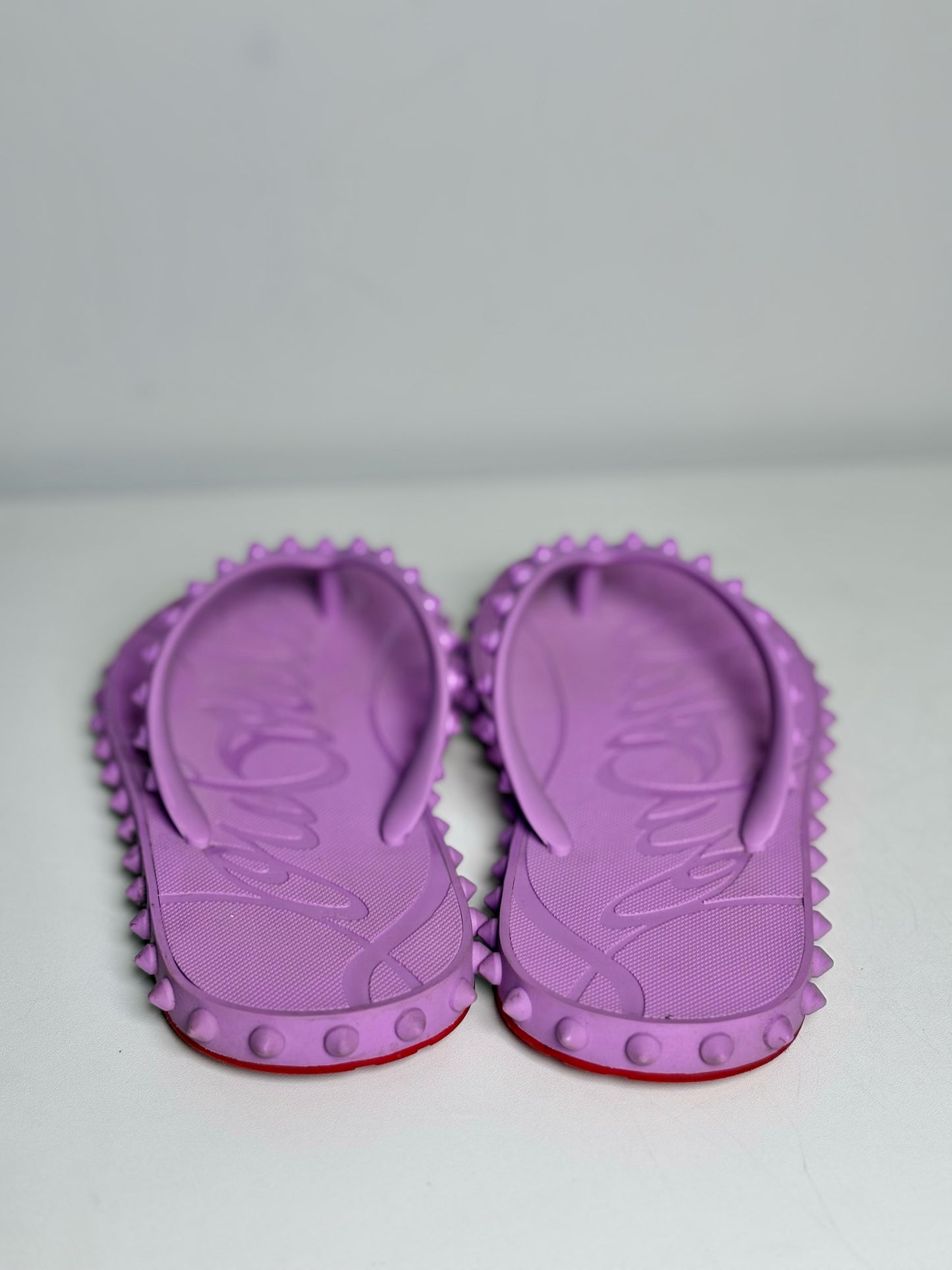 W Size 39 Christian Louboutin Super Flip Purple Rubber Studs Pre-owned