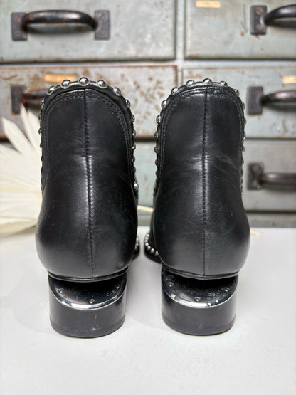 W Shoe Size 37.5 (7 US) Alexander Wang Black Leather Ankle Stud Boots