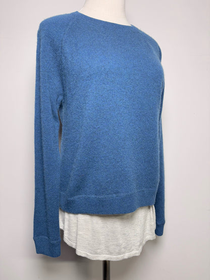 Women Size M Kokun Teal, gray Solid Cashmere Sweater