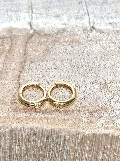 Gorjana Diamond Solitaire 14K Gold Huggie Earrings
