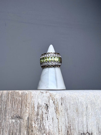 Green Apatite, White Zircon Sterling Silver