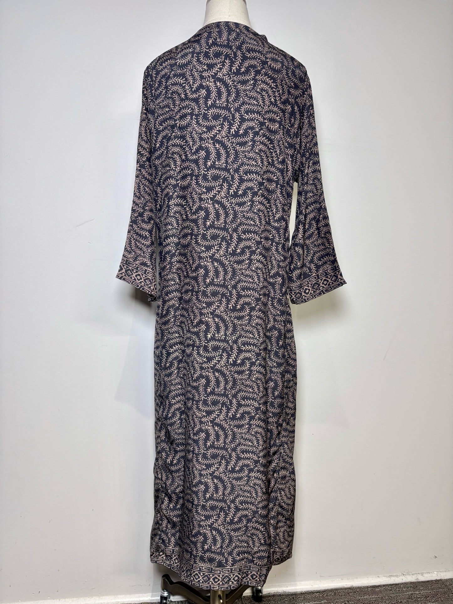 Women Size S Natalie Martin Black & Brown Foliage 100% Silk Women's Dress