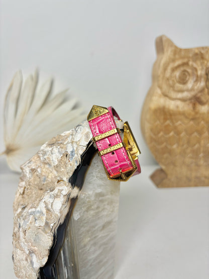 Leather & Gold Gianni Versace Gold Plated Pre-owned Watch