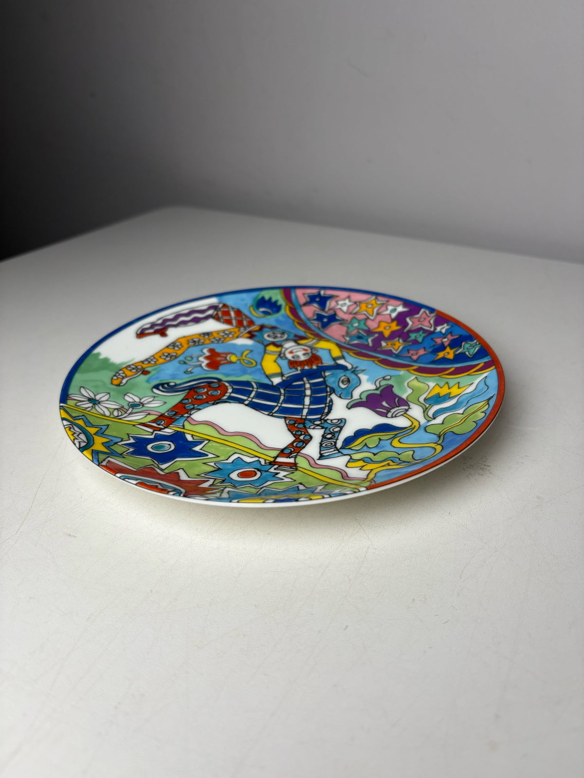 Tiffany & Co. Gene Moore 1997 Fantasy Blue Horse Rider 7" Porcelain Pre-Owned Decorative Plate