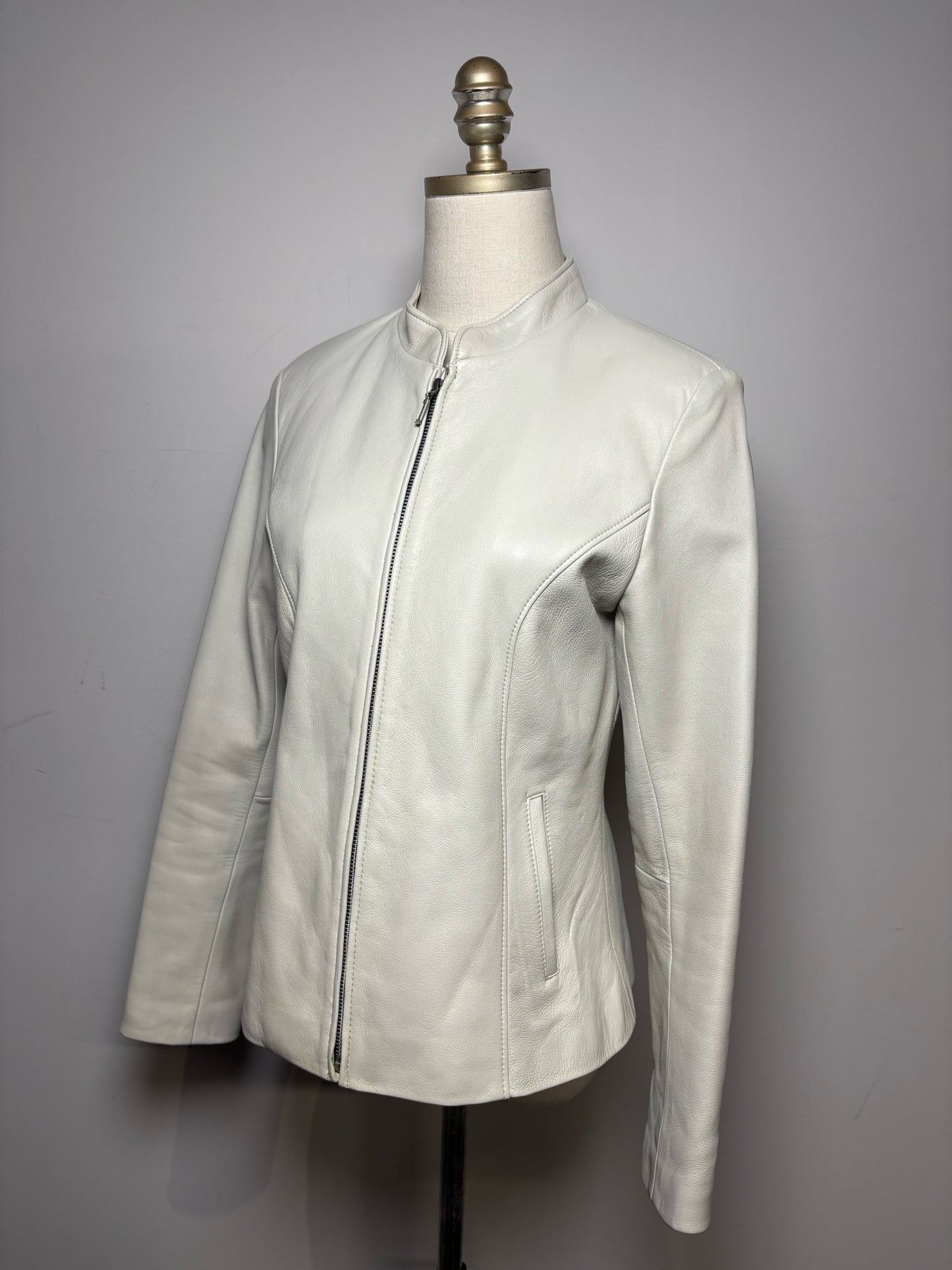 Size M San Piel Leather's House Bone Solid Women's Pure Leather Pre-owned Jacket