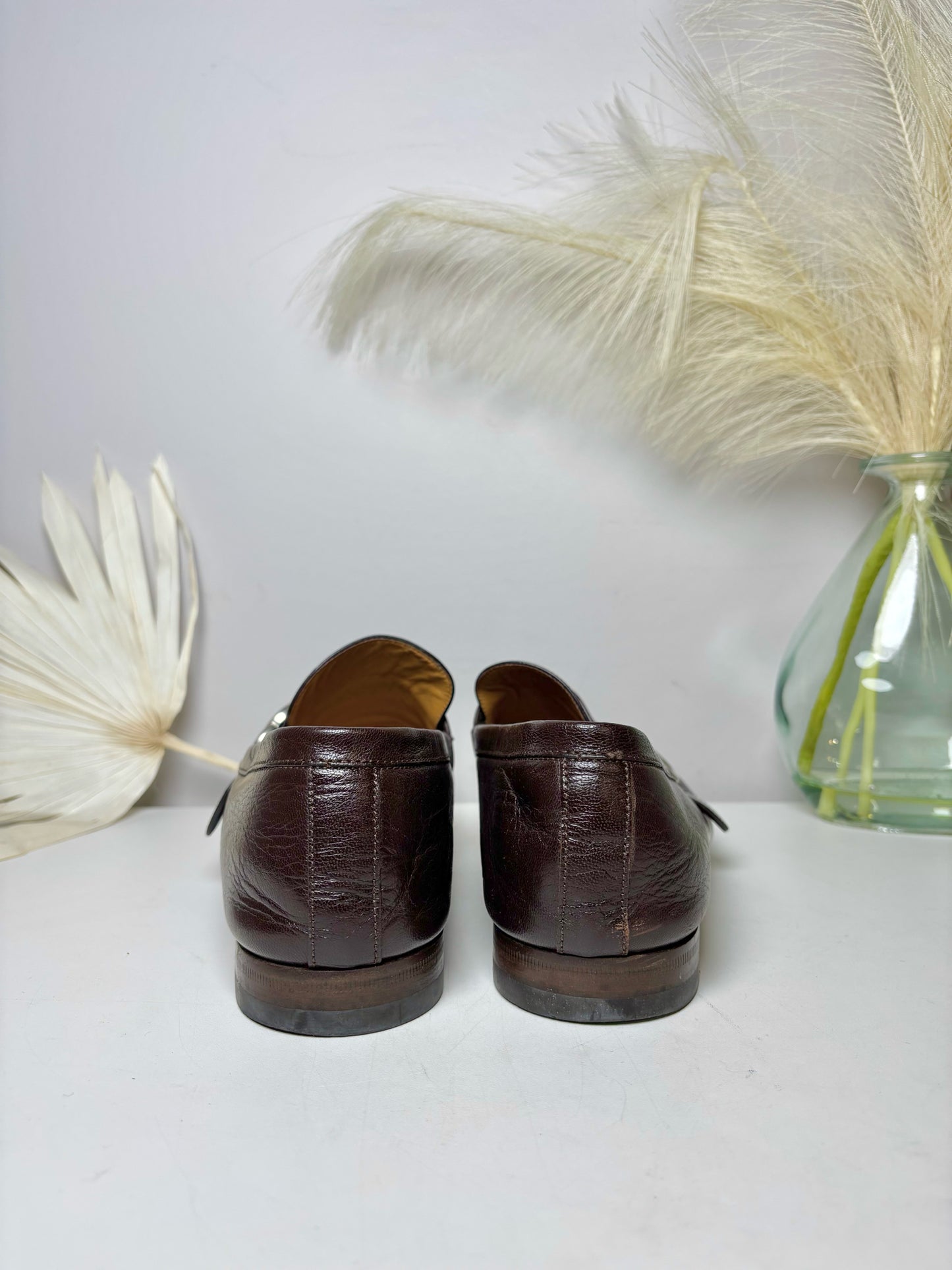 Gucci Chocolate Leather Solid Size 9.5 Genuine Leather Men's Shoes