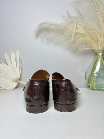 Gucci Chocolate Leather Solid Size 9.5 Genuine Leather Men's Shoes