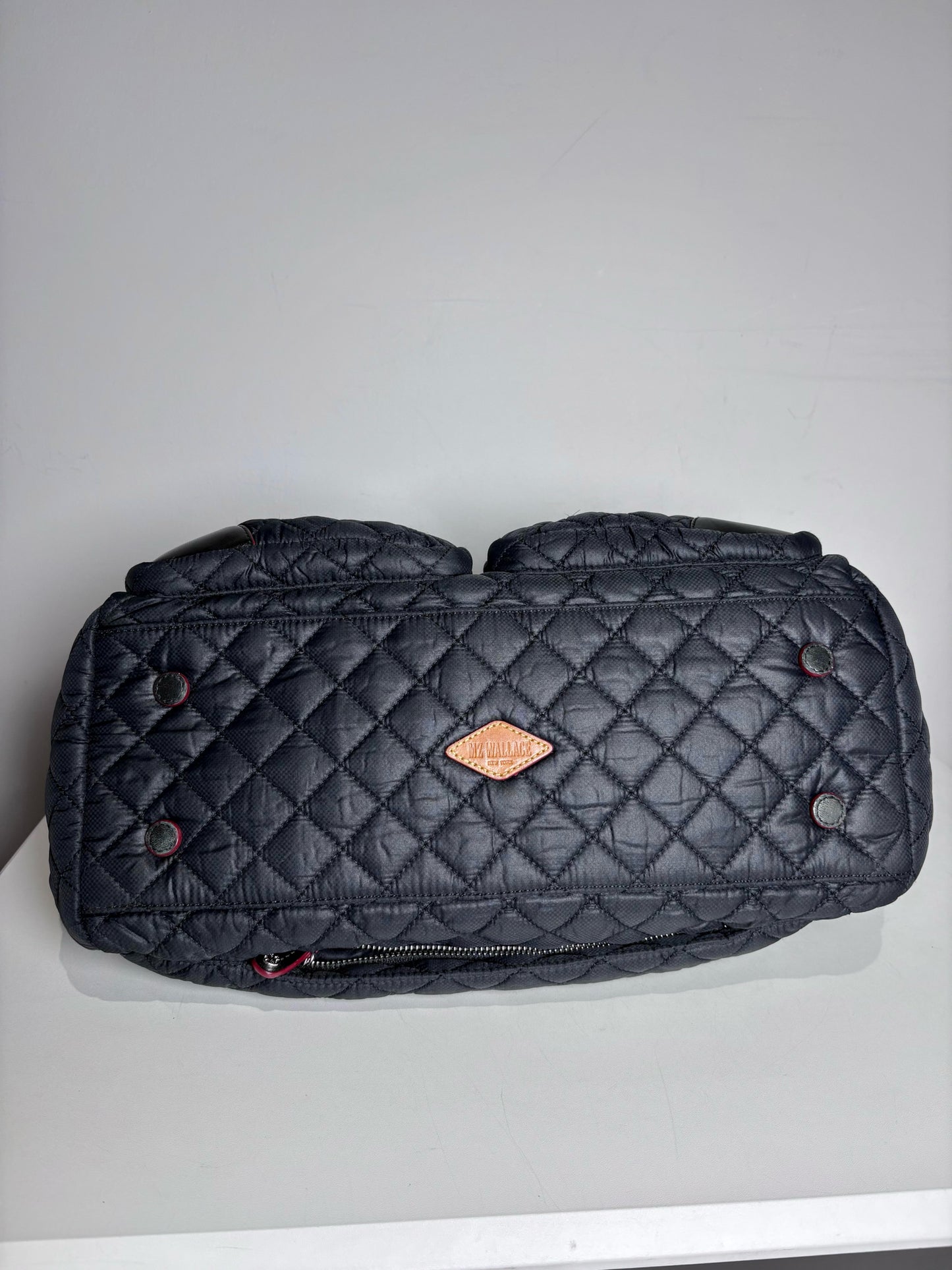MZ Wallace Solid Nylon Pre-owned Blue Cowhide Trim Travel Tote