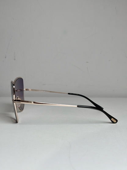 Tom Ford TF569 Rose Gold Elise Women's Pre-owned Silver Metal Sunglasses