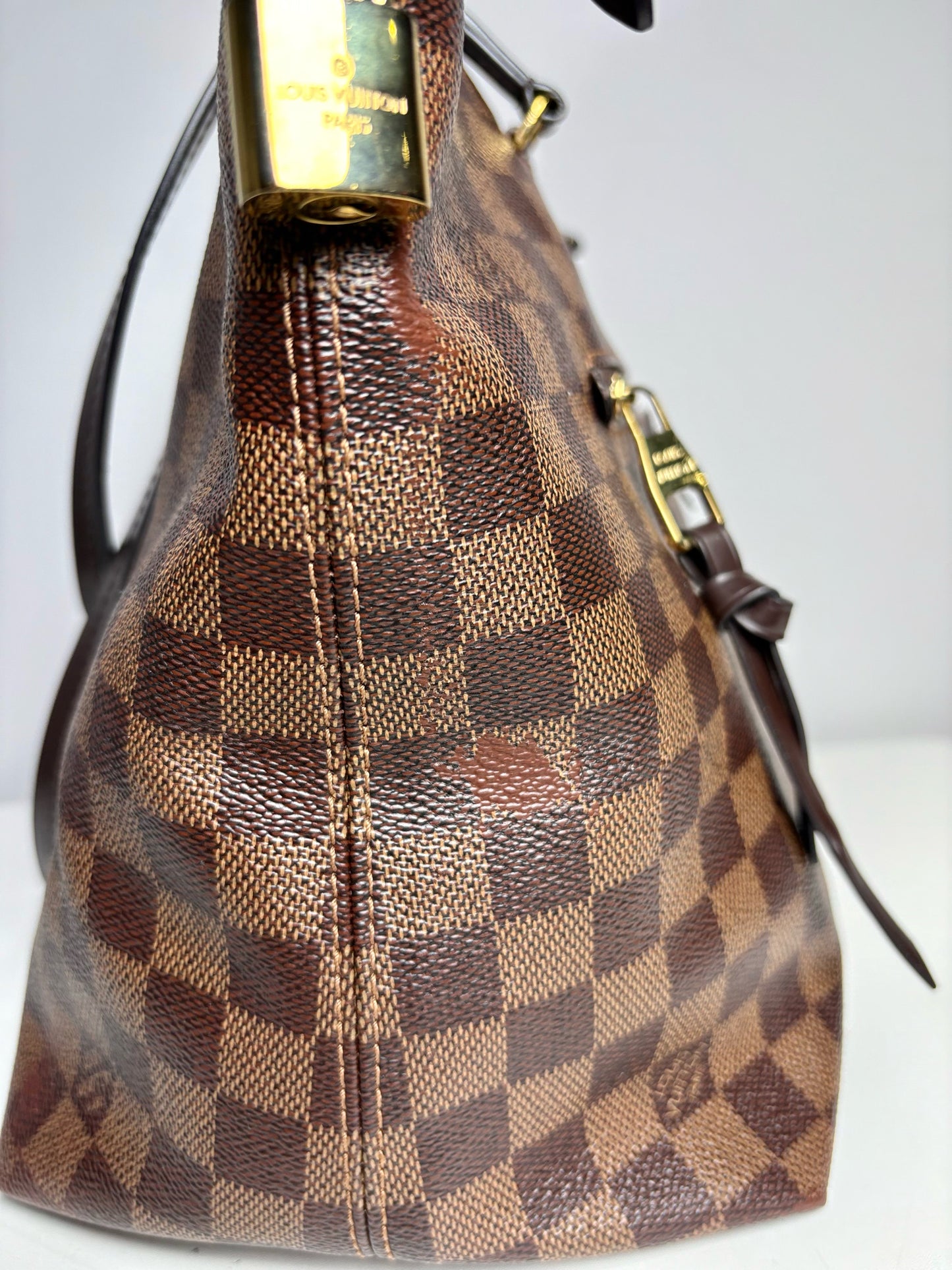 Coated Canvas Louis Vuitton Damier Ebene Pre-owned Brown Medium Purse