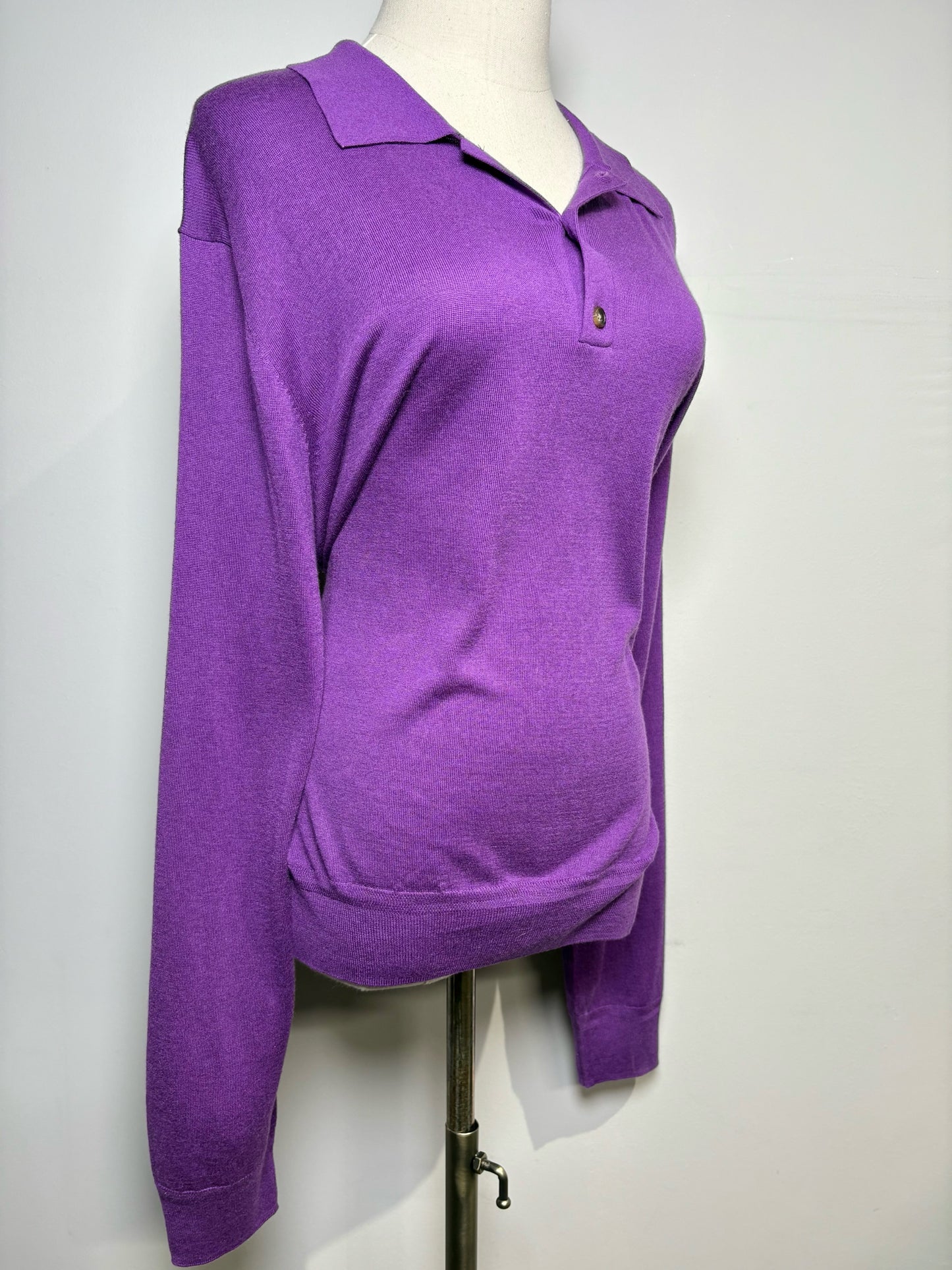 Women Size L La Ligne New York Purple Solid Silk Sweater