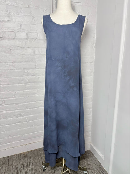 Women Size M Max Mara Blue Solid Silk Midi Dress