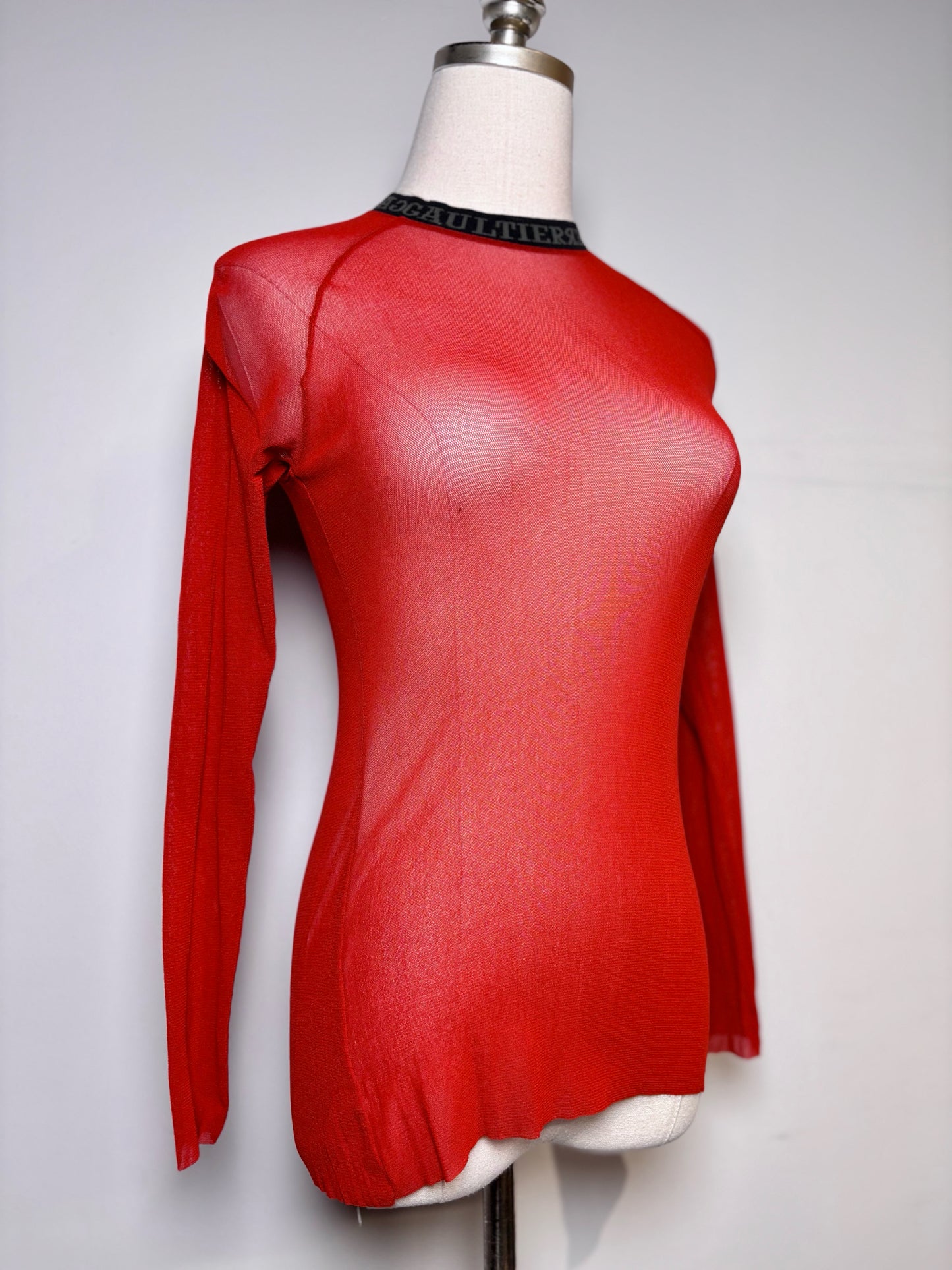 Women Size M Jean Paul Gaultier Red Vintage Mesh Pre-owned Shirt