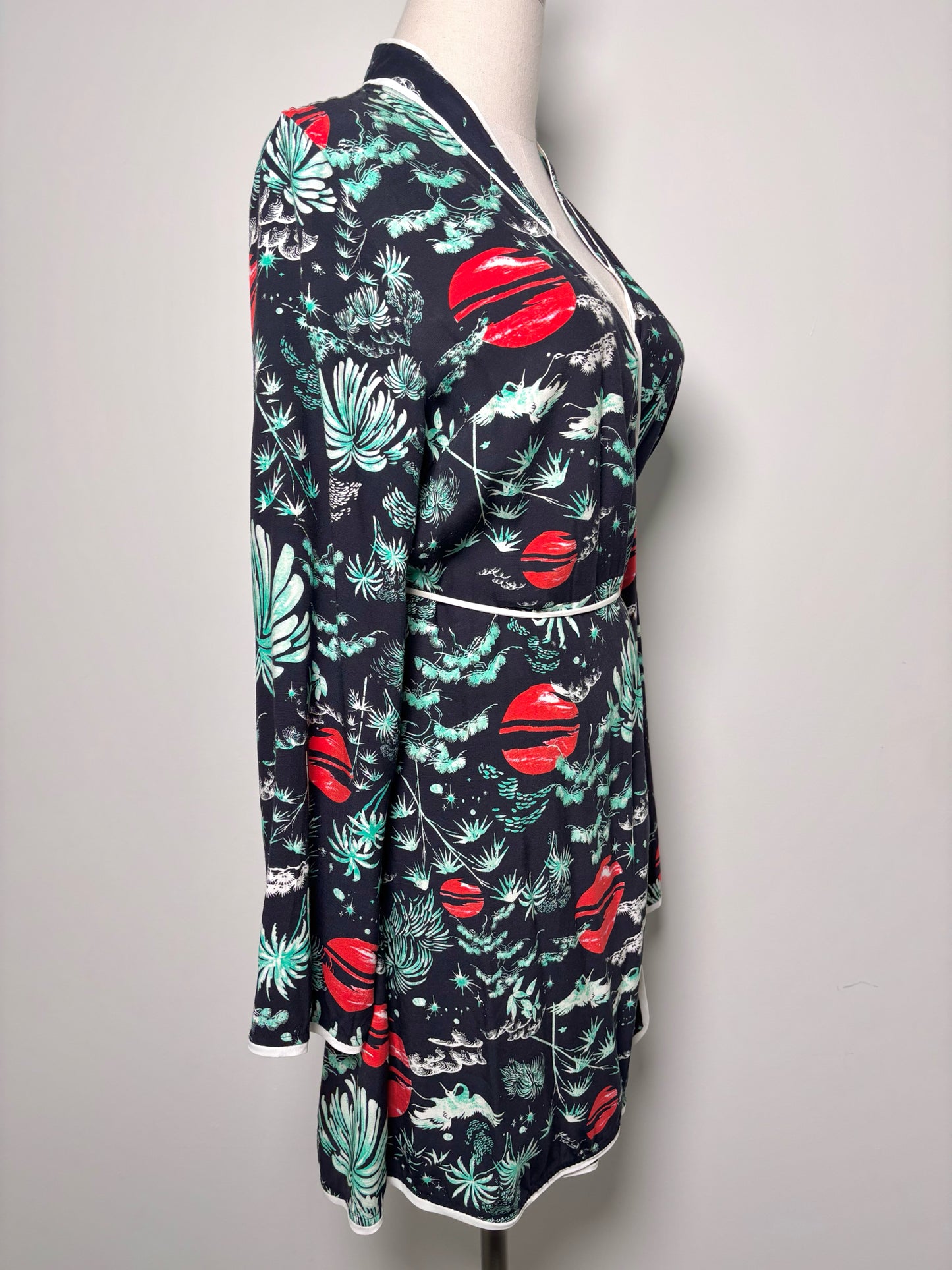 Women Size L Rixo Black Print Viscose Dress