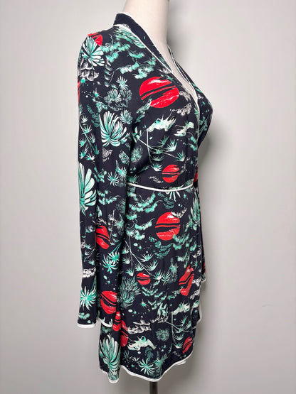 Women Size L Rixo Black Print Viscose Dress