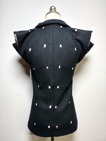 Women Sz 36 Jil Sander Black Cutouts Wool w/Cotton Lining Top Pre-owned Vintage