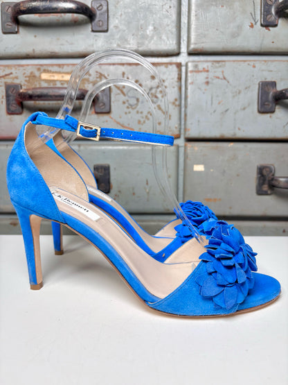 W Shoe Size 37.5 (7 US) L.K. Bennett Blue Leather Suede Heels