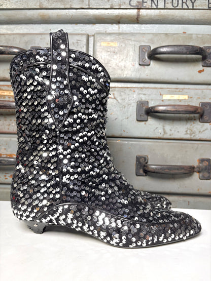 W Shoe Size 39 (8.5 US) Laurence Dacade Black Sequins Vanessa Ankle Boots