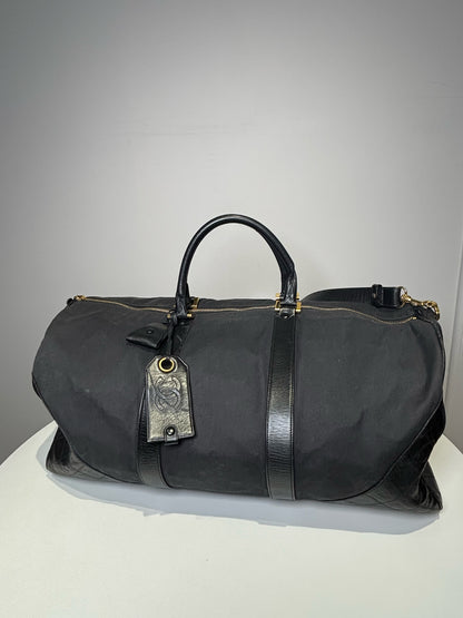 Black Canvas, Leather Chanel Duffle Bag