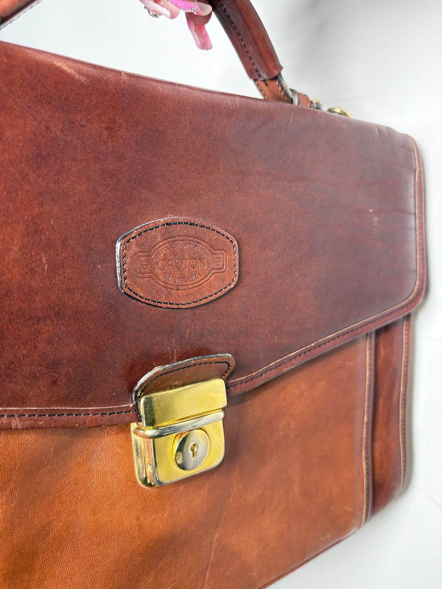 Men's Oroton  Leather Cognac Small Briefase