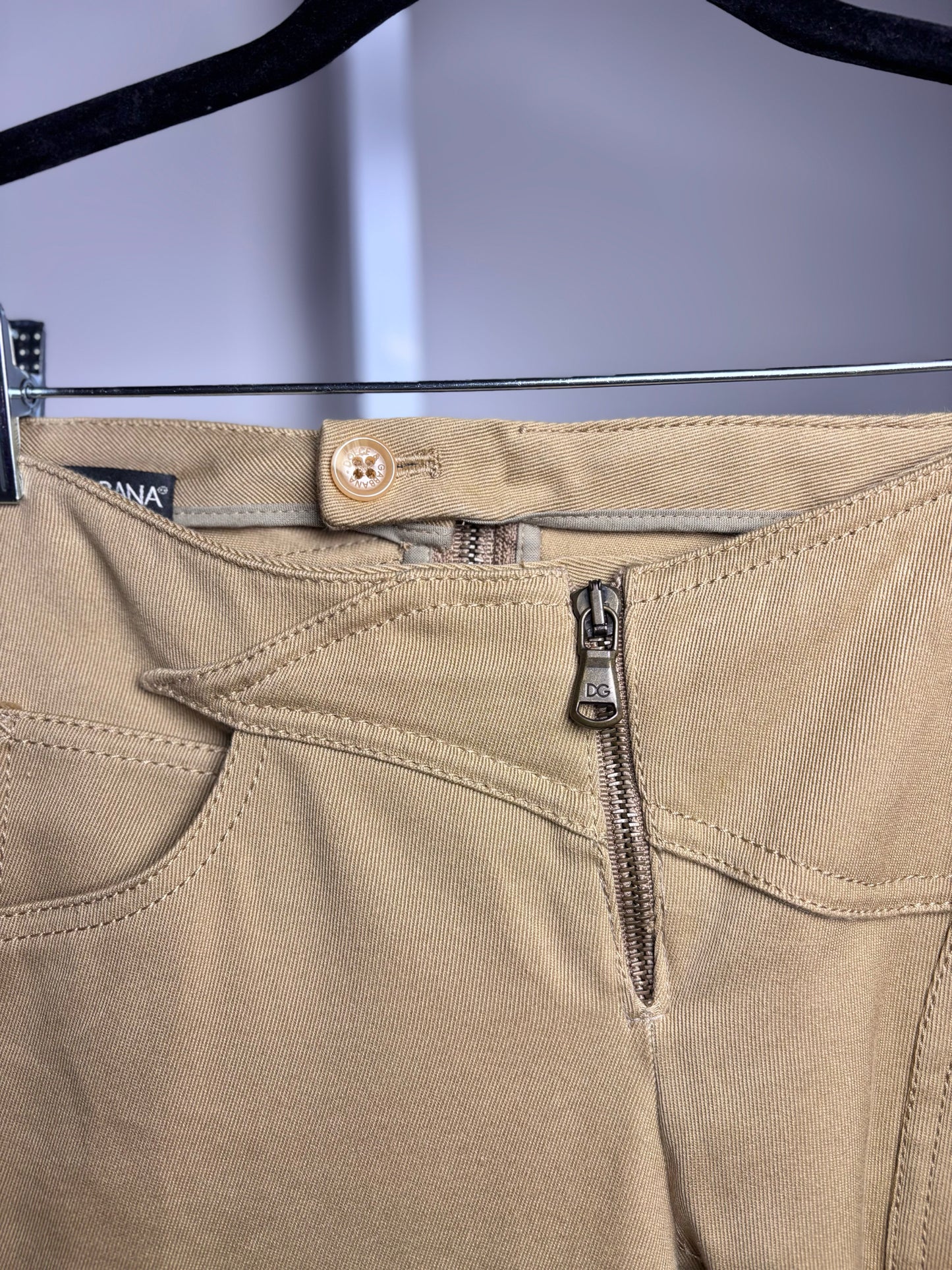 Women Size 38 (2 - 4 US) Dolce & Gabbana Tan Embroidered Cotton Vintage Pants