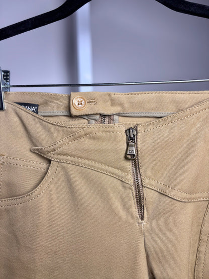 Women Size 38 (2 - 4 US) Dolce & Gabbana Tan Embroidered Cotton Vintage Pants