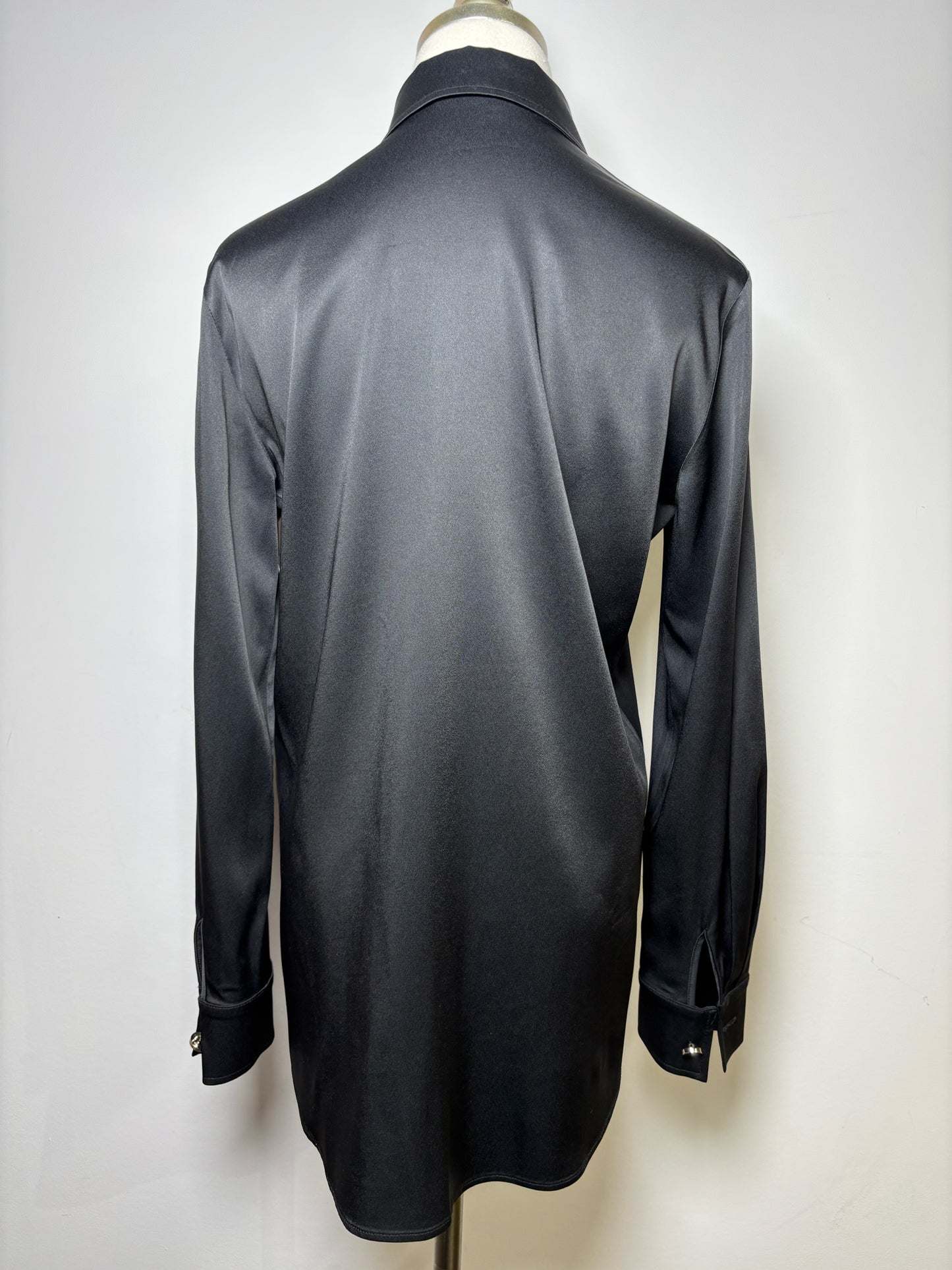 Women Size 36 (S) Roman Black Solid Acetate, Viscose, Cotton, Elastane Blouse