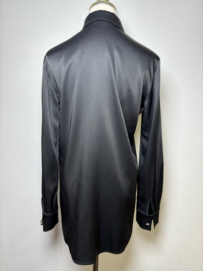 Women Size 36 (S) Roman Black Solid Acetate, Viscose, Cotton, Elastane Blouse