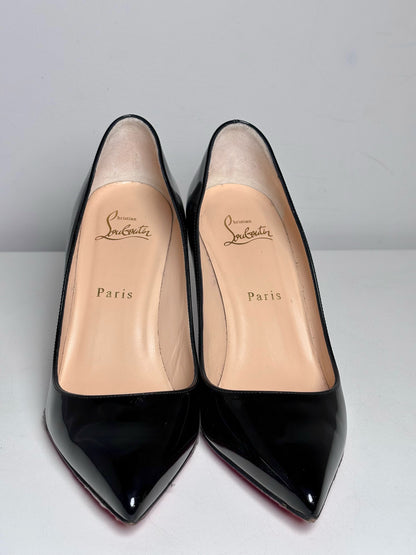 W Shoe Size 37.5 (7.5) Christian Louboutin Black Patent Leather Pre-owned Heels