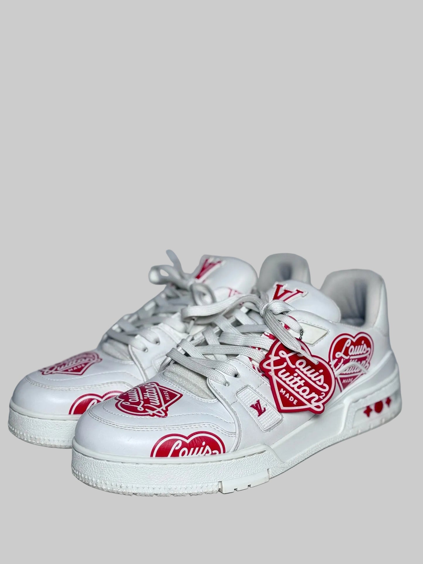 Louis Vuitton Made x Nigo White Graphic Print Men's Pre-owned 7.5 Sneakers