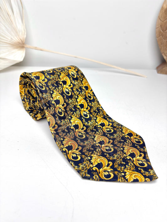 Gianni Versace Yellow Silk Print Men's Tie