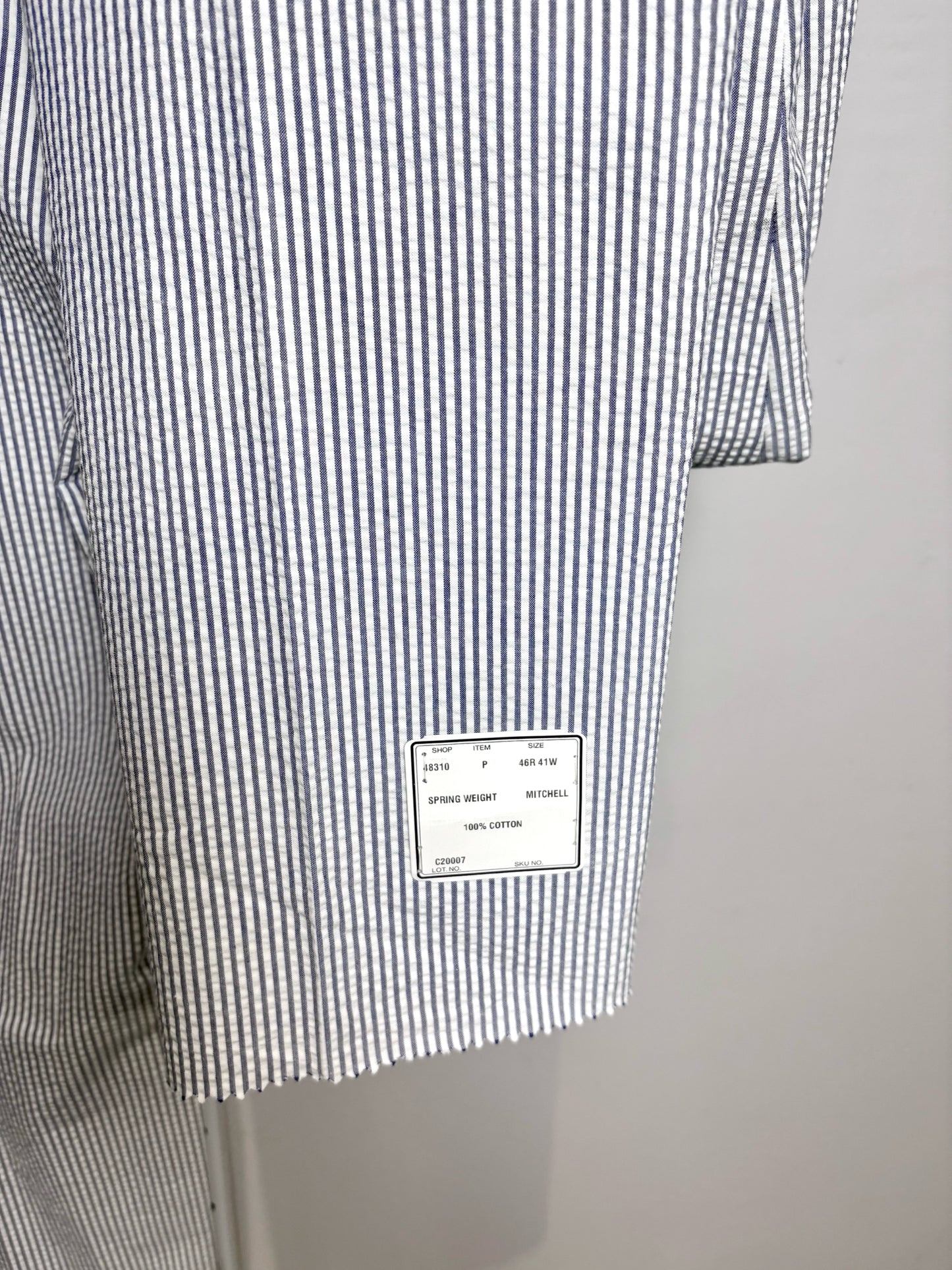 Jos. A. Bank Blue & White 100% Cotton Searsucker Men's 46R Suit NWT Pre-Owned