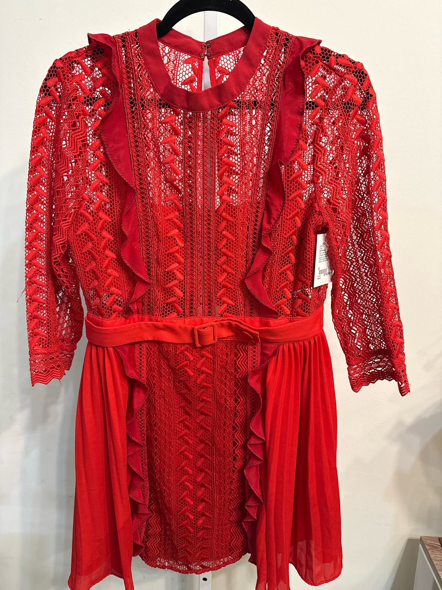 Women Size 8 Self-Portrait Red Lace Mini Dress