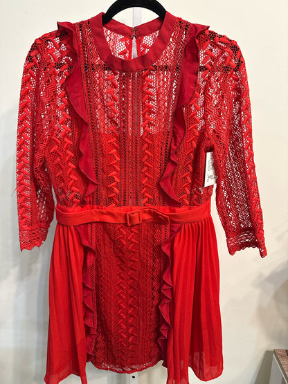 Women Size 8 Self-Portrait Red Lace Mini Dress