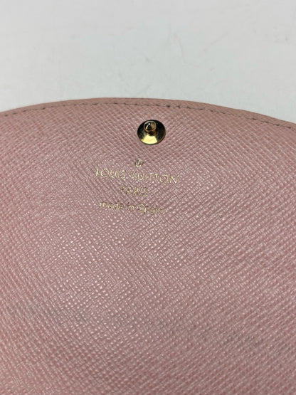 Women's Louis Vuitton Damier Ebene Caissa Rose Pink Brown Coated Canvas 2016 Pre-Owned Wallet