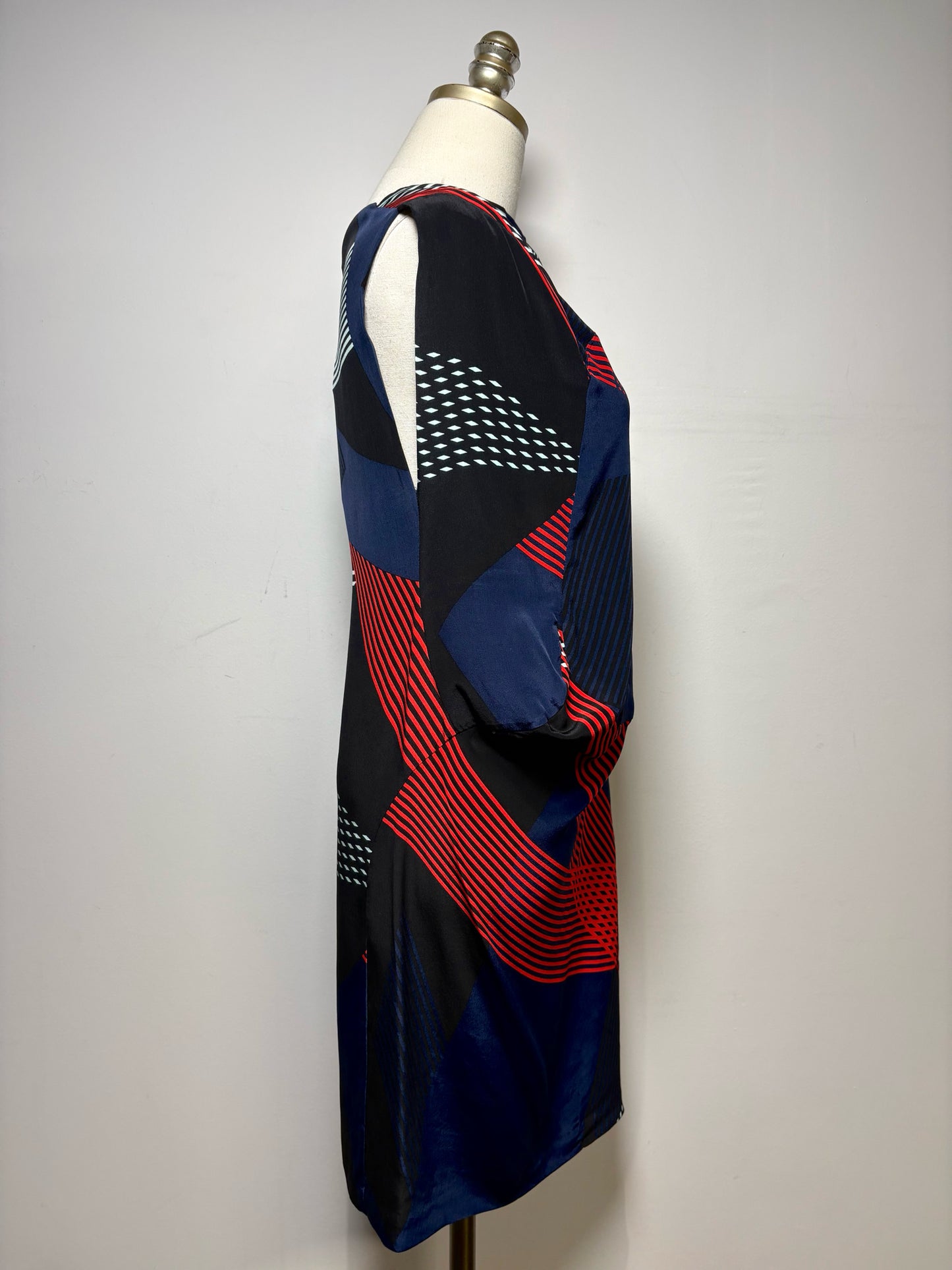 Size 4 Derek Lam Multi-Color Print Women's 100% Silk Pre-owned, NWT Dress